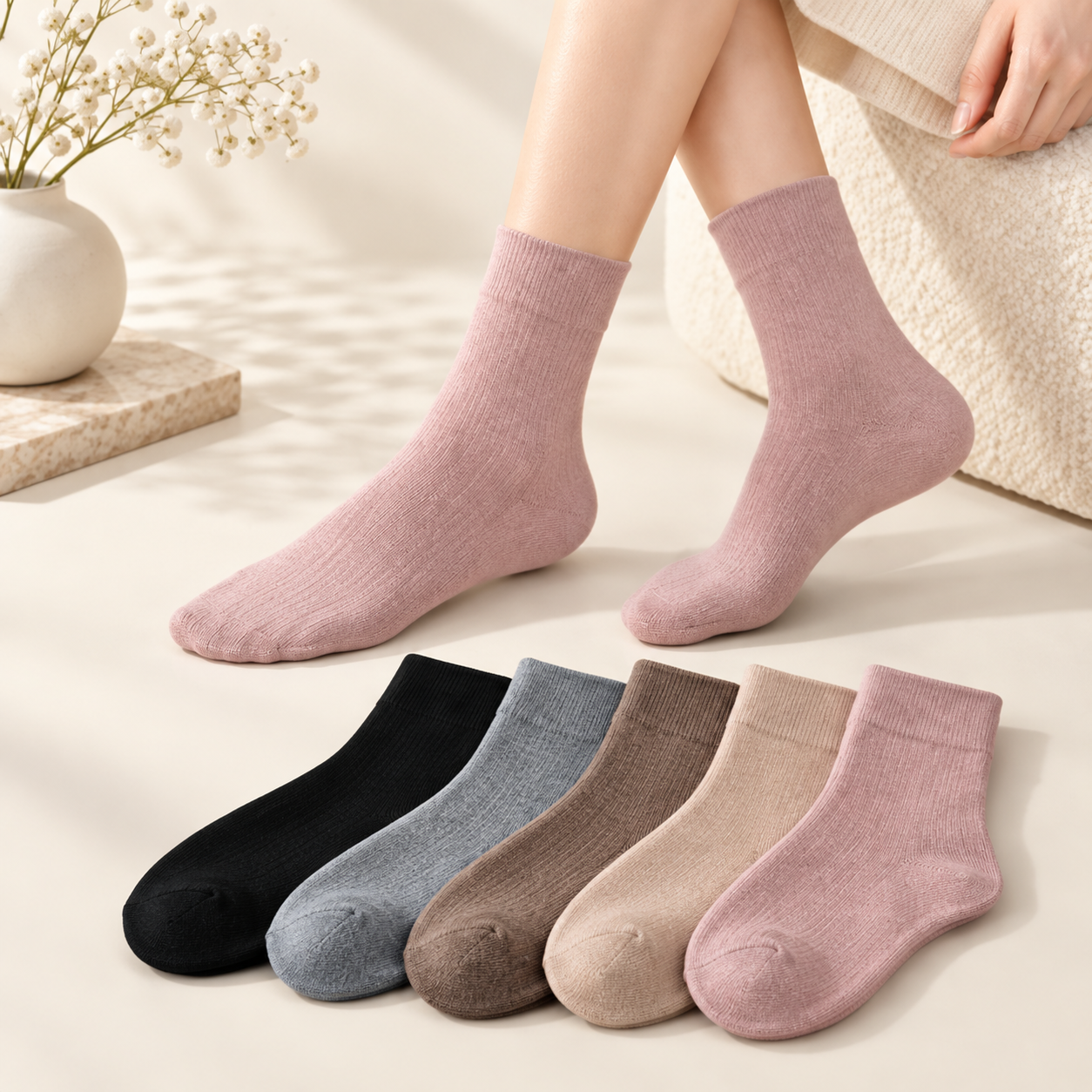 Cashmere Damestrømper 5-Pak - 35-38