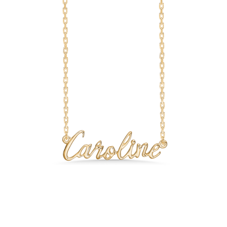 Name Tag Caroline is made of 925 pure sterling silver plated with a durable 18 karat gold plating.
