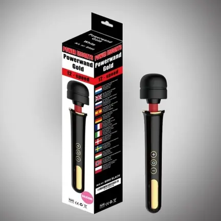 Power Escorts Powerwand Gold 12-Speed – luksuriøs genopladelig massagewand i guld