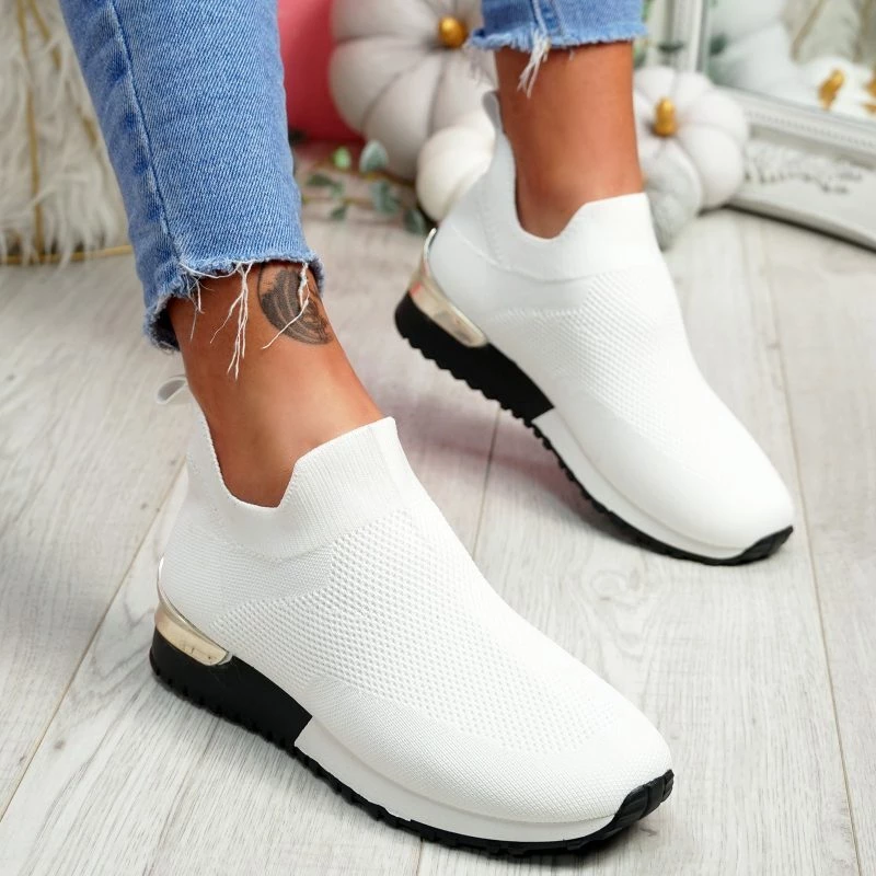 Dame sneakers elastik hvid - 36