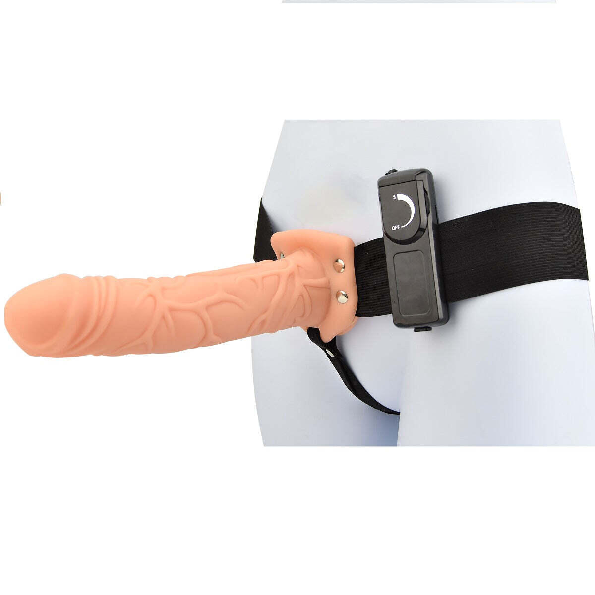 Loving Joy - 8 Inch Vibrating Hollow Strap On Vanilla - 20 CM