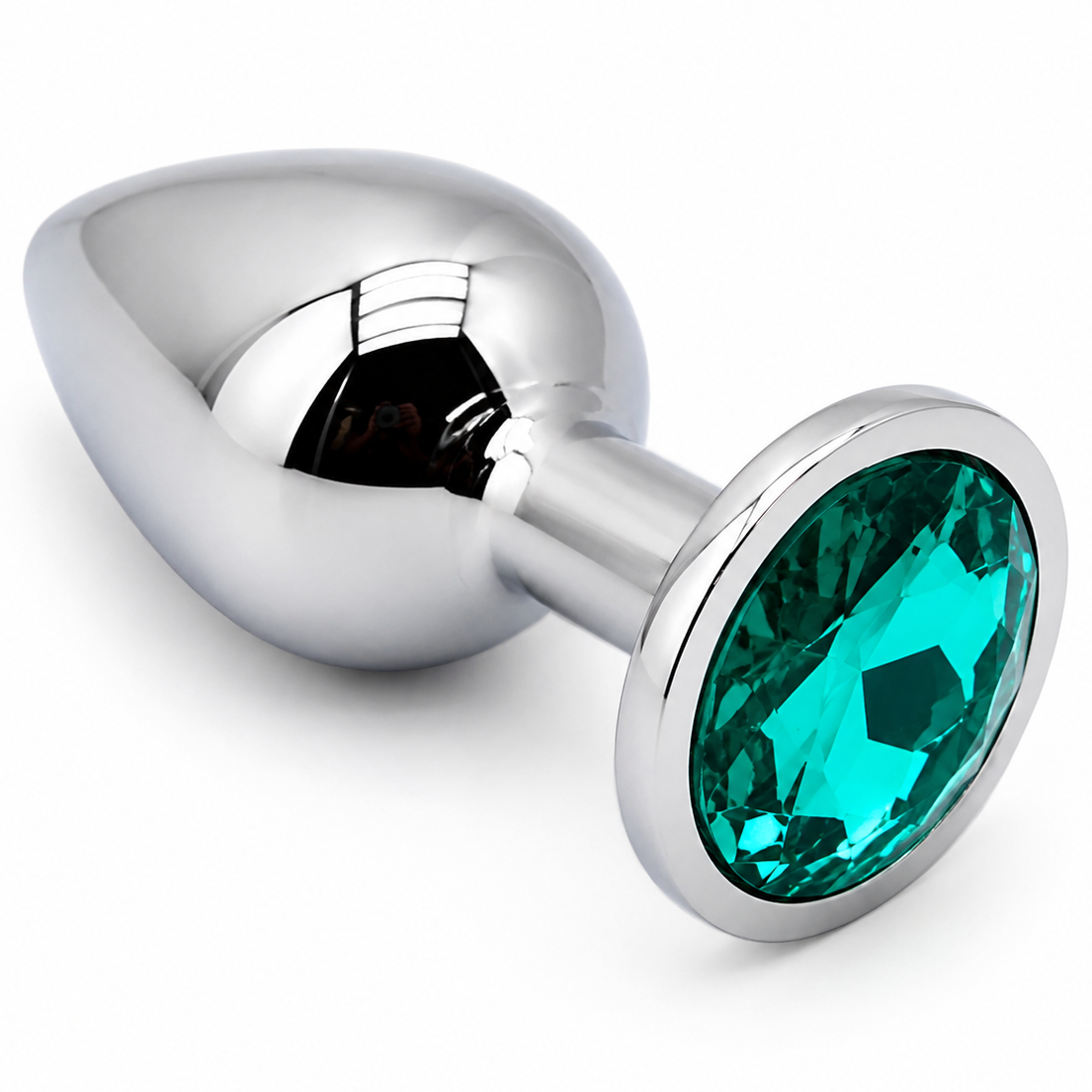 Mini Diamant Buttplug Sølv/Grøn