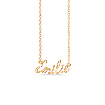Name Tag Emilie is made of 925 pure sterling silver plated with a durable 18 karat gold plating.