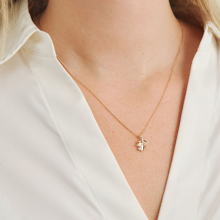 Olive Love pendant in 14-carat gold, as shown on the model