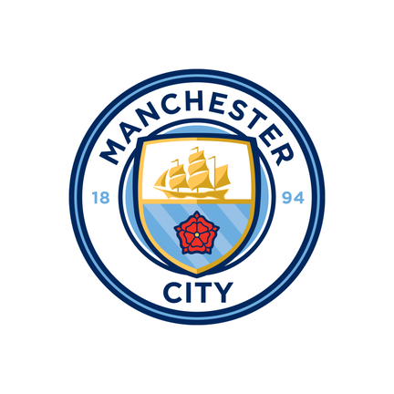 Manchester City klublogo på hvid baggrund til rundt kageprint Ø2–28 cm