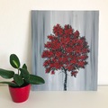 maleri rødt træ grå 50x60 cm