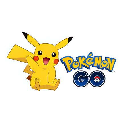 Kvadratisk Pokémon-inspireret kageprint med Pikachu ved Pokémon GO-logo