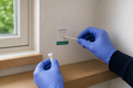 Mycometer skimmelsvamp test sæt vises hvordan det virker på en væg