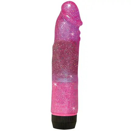 Space Rider 3000 dildo vibrator i jelly med glimmer og trinløse vibrationer
