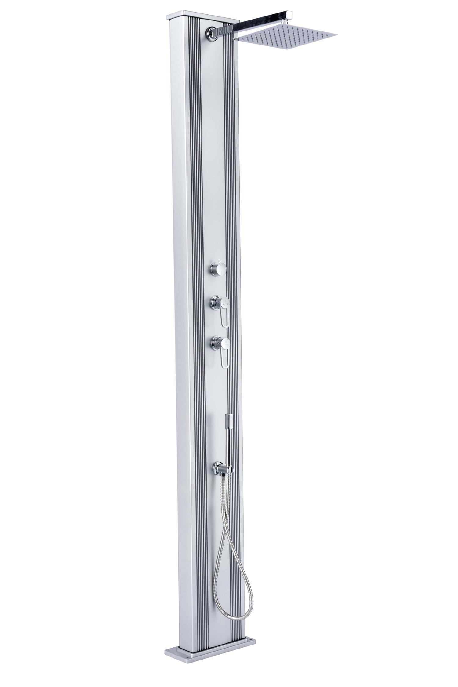 Formidra HYBRIDE DADA STRAIGHT Solardusche aus Aluminium – 40 Liter - Gebürsteter Stahl