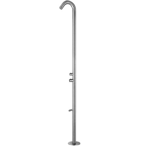 Sined QUARTU INOX - Udendørsbruser med fodvask i børstet stål - koldt & varmt vand