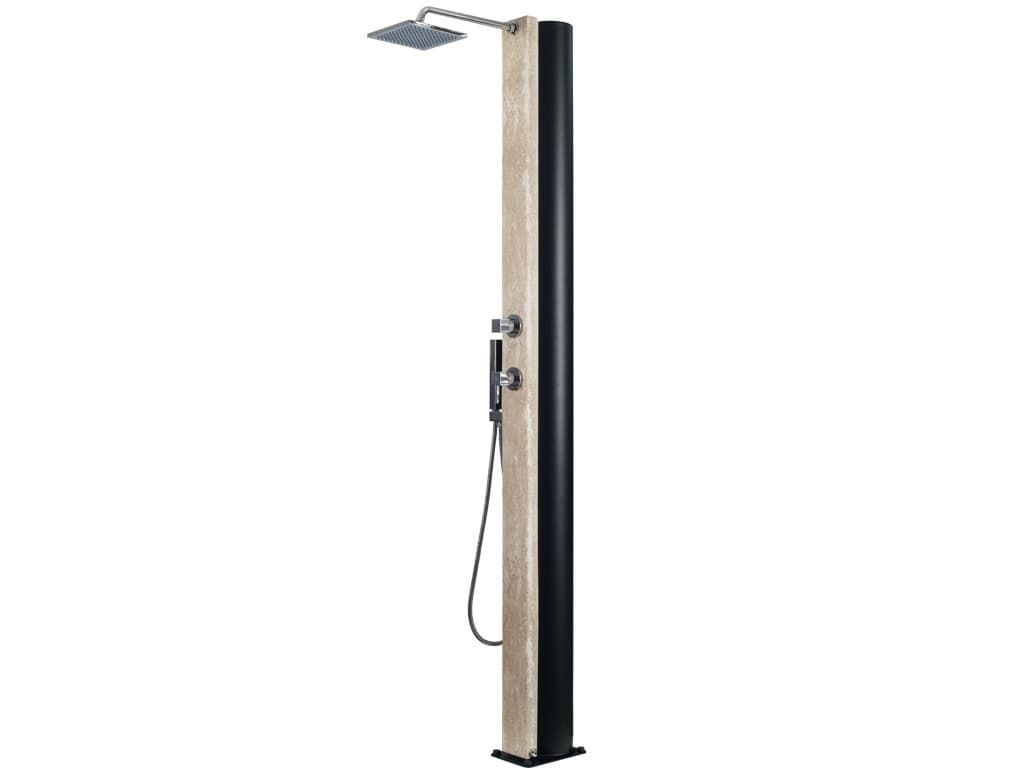 CRM BORA - Solardusche 40 Liter - Navona Travertine, Mit Fußdusche