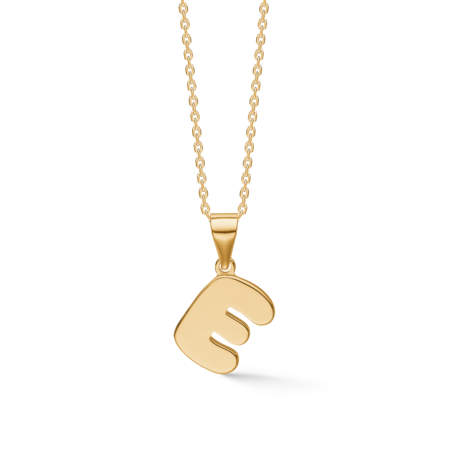 Letters E necklace made of 925 pure sterling silver plated with 18 karat gold plating.