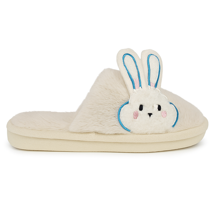 Beige bamsesandal med kaninmotiv i plys