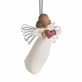 Willow tree ornament - With love engel - Engel der holder stort rødt hjerte