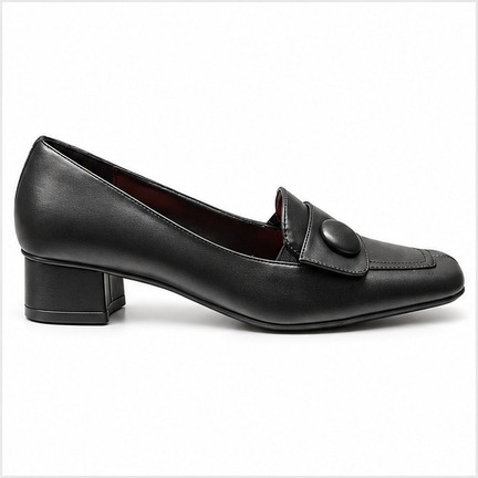 Wortmann sort loafer med lav hæl – sideprofil