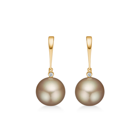 Chloé Mist øreringe i 14 karat guld med kulturperler og 0,05 ct. brillantslebne diamanter W.SI
