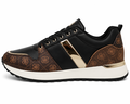 Sort/brun dame sneaker med monogram og gulddetaljer