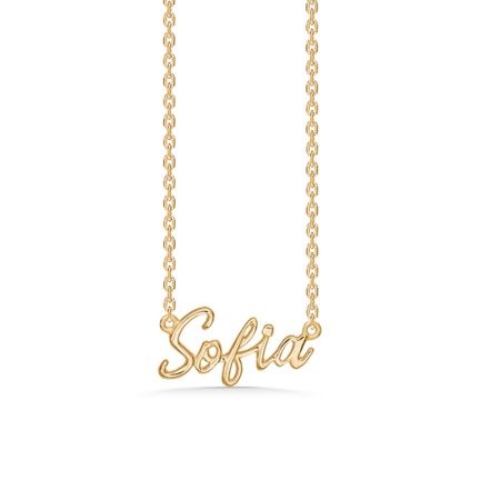 Name Tag Necklace Sofia - halskæde med navn - navnehalskæde i forgyldt sterling sølv