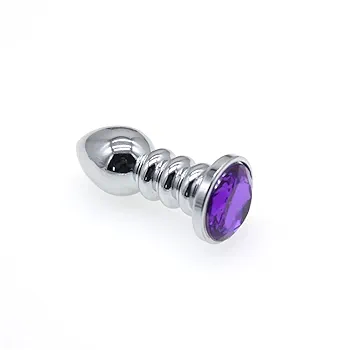 Metal Anal Plug With Purple Stone