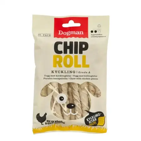 Dogman Chicken Chip Roll | Tyggeben m. Kylling, 10 stk.