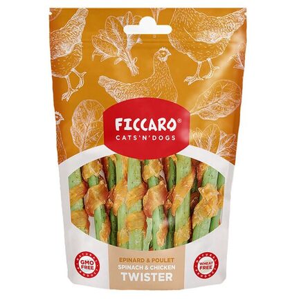 Ficcaro Spinach & Chicken Twister - Hundegodbidder med spinat og kylling - MyTrendyDog.dk