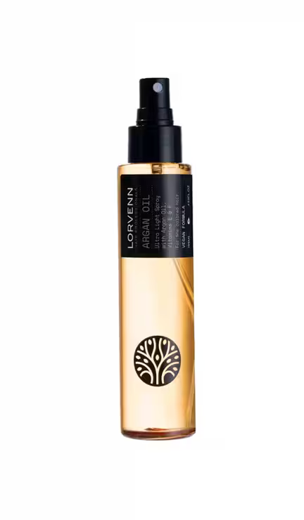 Ultra Light Oil Spray med arganolie og UV-beskyttelse – vegansk glansspray til alle hårtyper.