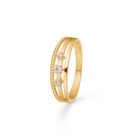 Solis Orbit ring i 8 karat guld med zirkonia.