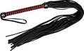 Zado Tools Flogger Black 78 cm – sort flogger med rødt flettet håndtag og lange læderfrynser.