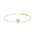 Wild Cliff bracelet made in 925 pure sterling silver plated with 18 karat gold plating with a sea blue zirconia.