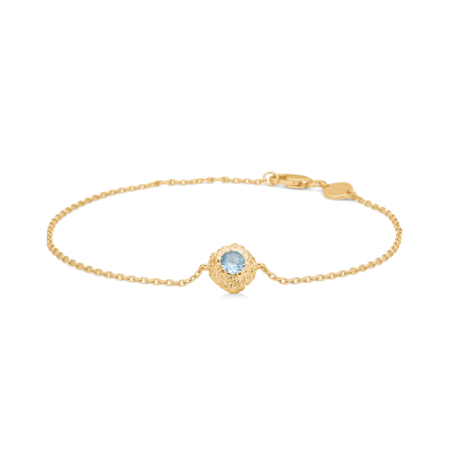 Wild Cliff armbånd udført i 925 ren sterlingsølv belagt med 18 karat forgyldning isat en havblå zirkonia.
