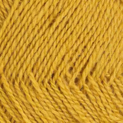 Close up af Sennepsgul 4815 finull fra rauma garn