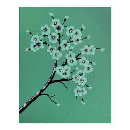 maleri grøn blomst 24x30 cm
