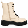 Beige Plateau Støvle – Råt og Trendy Look til Hverdag