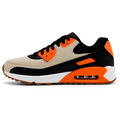 Unisex sneaker i beige, sort og orange med kraftig hvid sål og synlig luftpude