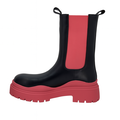 Chelsea-boot i sort med pink elastik og plateau sål