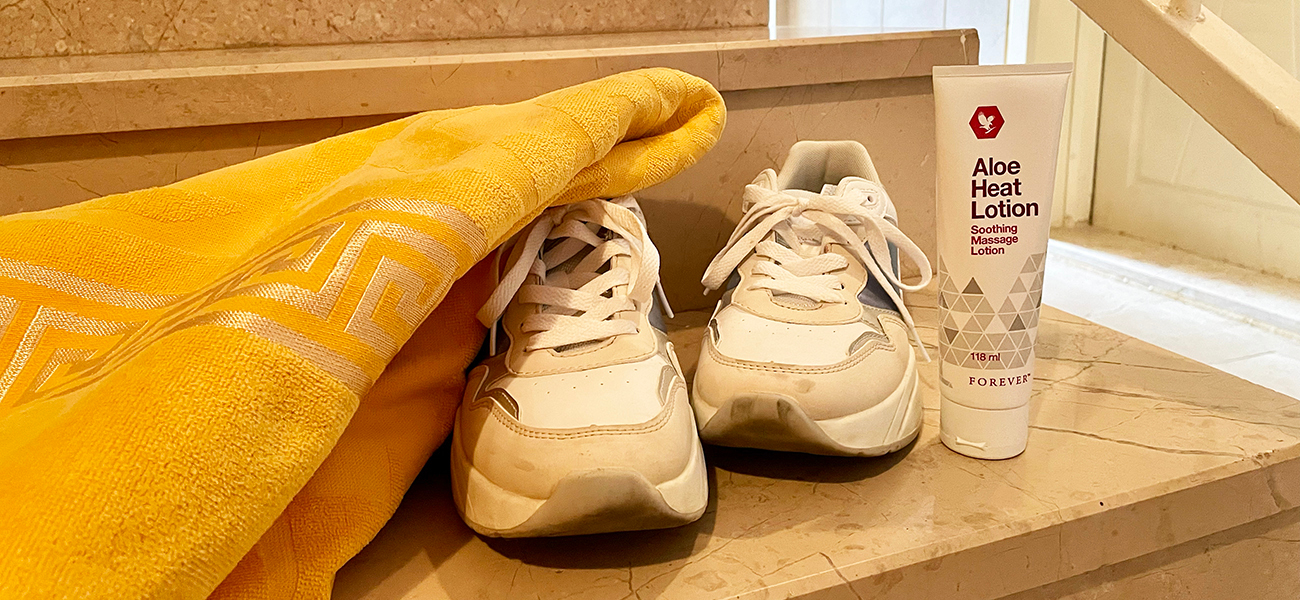 Aloe Heat Lotion på trappe