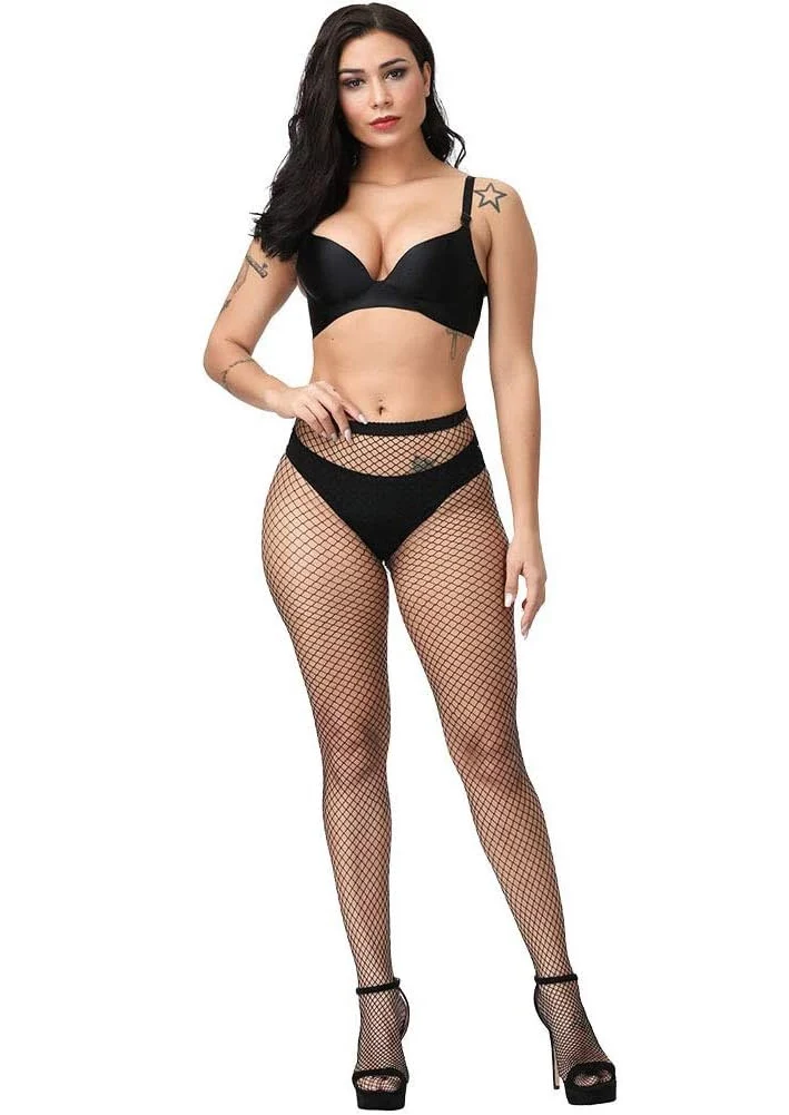 Fishnet Stay-Up Strømper Sort