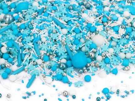 Sugar sprinkles Ice Crystals 80 g - blue, white and silver sprinkles. Perfect for winter cakes, Frozen theme and Christmas baking.