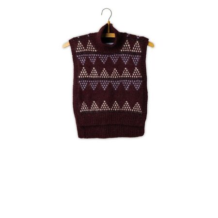 Beth Warmer strikket vest i bordeuax farve med grafisk mønster, Isager Archives 2