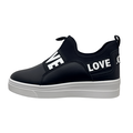 Sort dame sneakers med LOVE print og hvid platform sål
