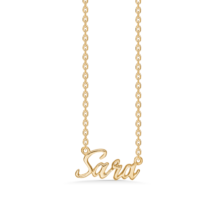 Name Tag Necklace Sara - necklace with name - name necklace in gold plated sterling silver