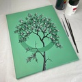 lille grøn maleri træ 40x50cm
