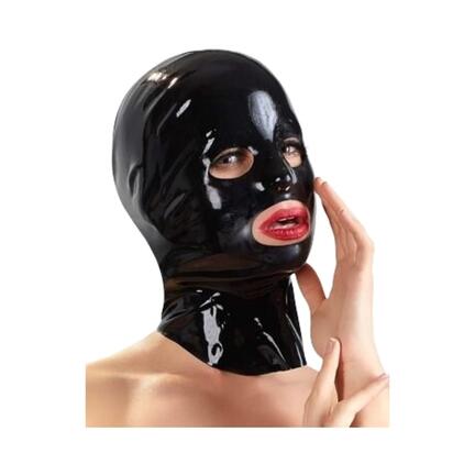 The Latex Headmask Dame – sort latexmaske med åbninger ved øjne og mund.