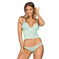 Obsessive Delicanta Set i mintgrøn blonde med bh og trusser