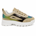 Guld chunky sneakers med glimmer og regnbue detaljer