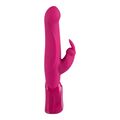 Rabbit vibrator med stød og vibration – pink rabbit dildo med struktureret skaft og klitorisstimulator.