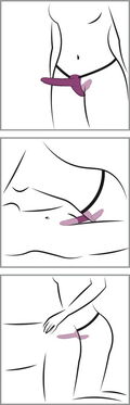 Lilla dobbelvibrator i glat PVC med to individuelt regulerbare vibratorer til vaginal og anal brug