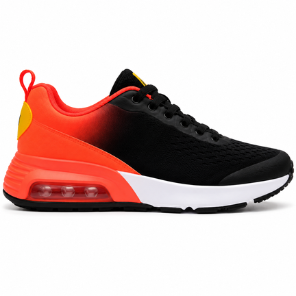Unisex sneaker med sort-orange gradient og luftpude