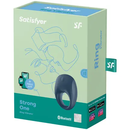 Satisfyer Strong One vibrerende penisring med app-styring i sort silikone